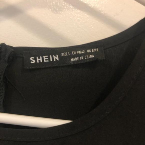 Shein Floral Embroidered Black Dress - Picture 2 of 3